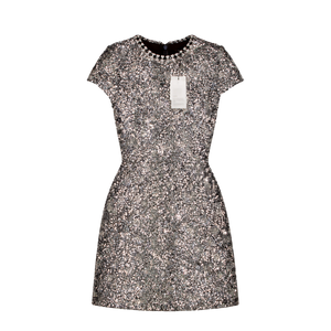 Nadine Merabi Metallic Erin Silver Sequin Mini Dress UK 8