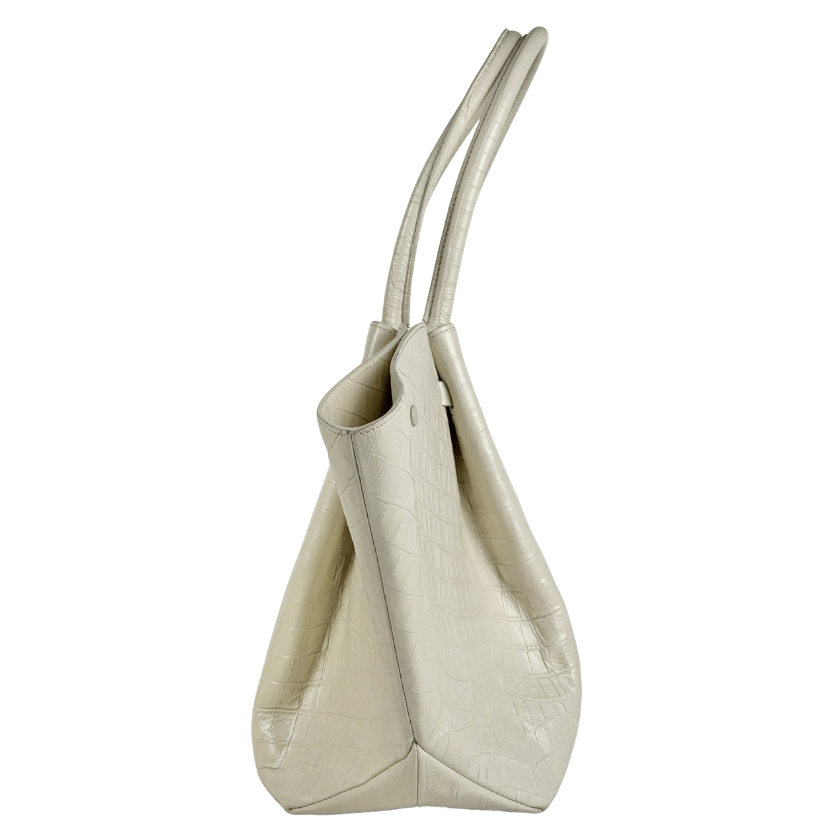 DEMELLIER LONDON Cream New York Croc-effect Leather Tote Bag