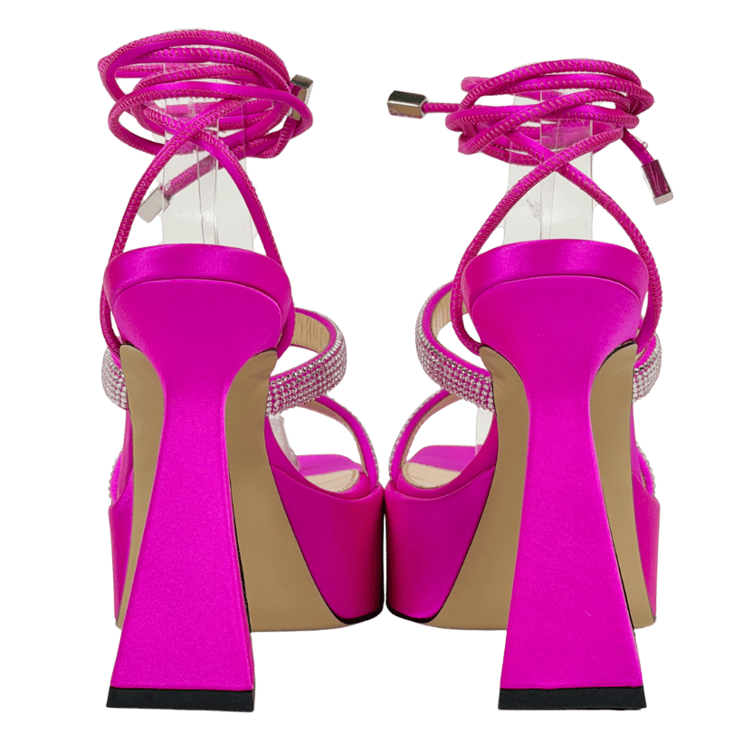 MACH & MACH Pink Devon Crystal-embellished Satin Platform Sandals UK 2 EU 35 👠