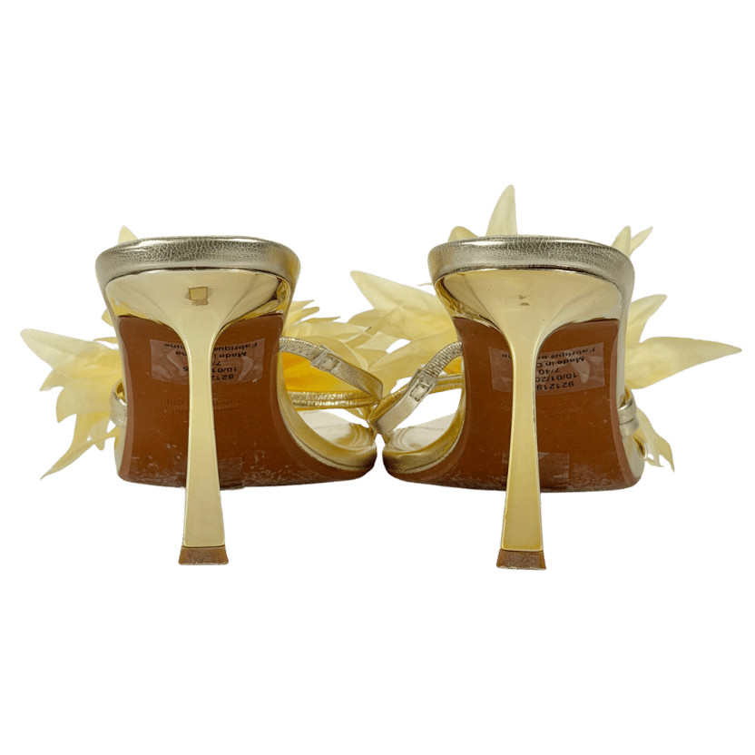 River Island Yellow Strappy Flower Heeled Sandals UK 7 EU 40