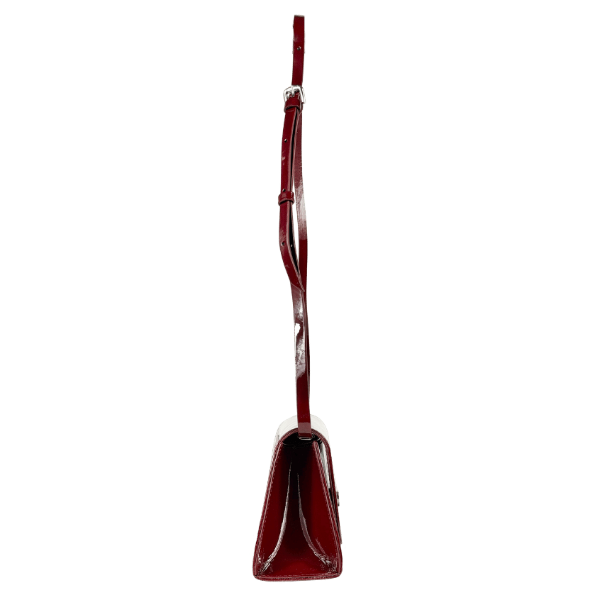 CAREL PARIS Madeleine  Burgundy Patent Leather Shoulder Bag