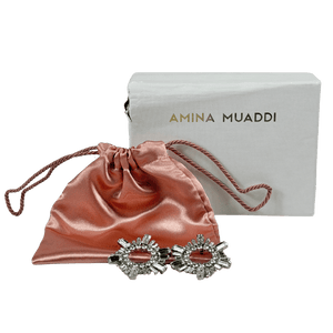 AMINA MUADDI Iconic Mini Begum Earrings White Crystals With Silver Base One Size