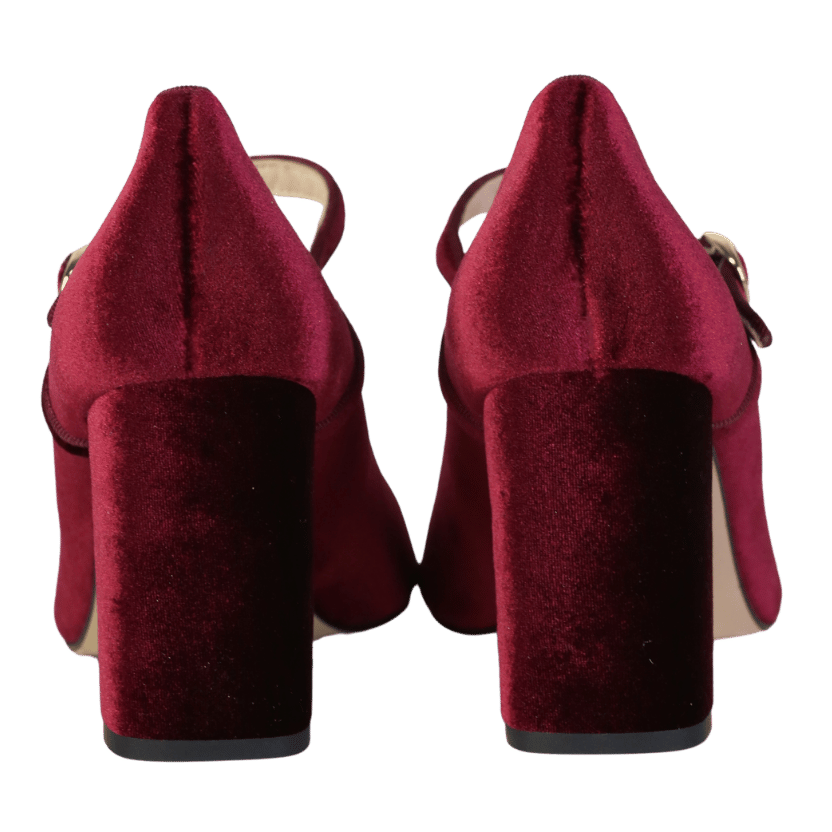 Tuckernuck Red Oxblood Velvet Julia Heels UK 7.5 EU 40.5 👠