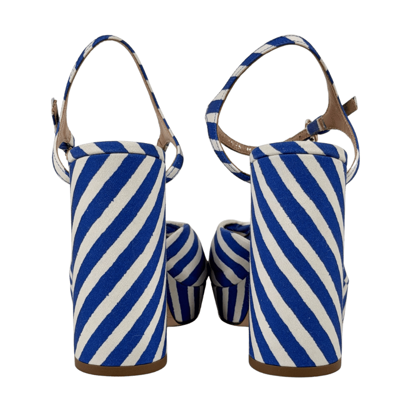 LK Bennett Blue Amanda Striped Woven Platform Sandal UK 5 EU 38