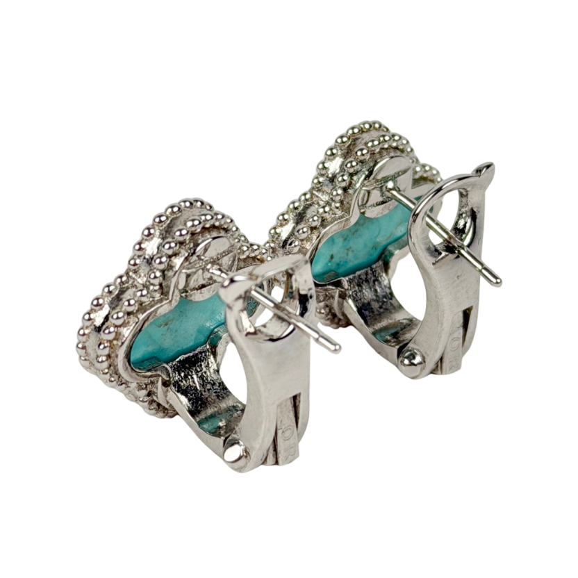 Van Cleef & Arpels Blue Vintage Alhambra Earrings - Turquoise & 18k White Gold 750 JE668174 One Size