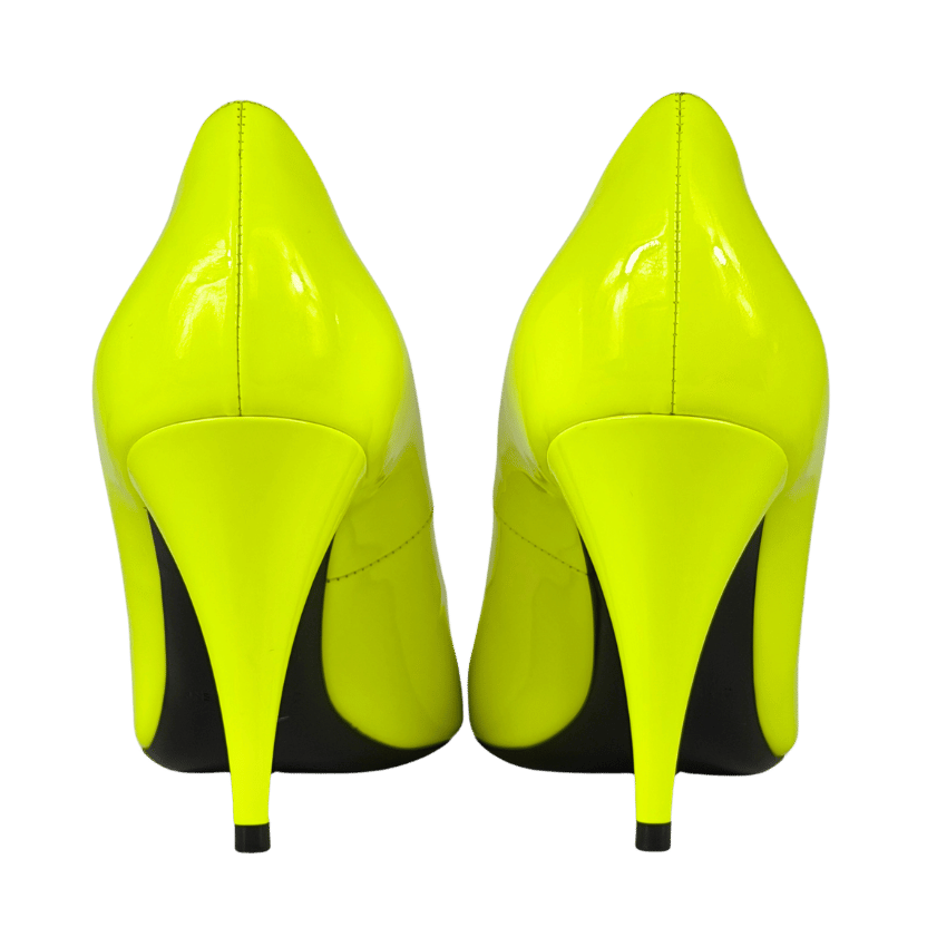 SAINT LAURENT Kiki Décolleté 85mm Heels In Yellow Fluo Patent Leather UK 5 EU 38