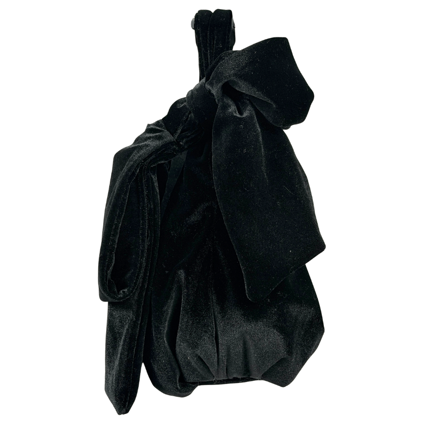 MINT VELVET Black Velvet Bow Mini Top Handle Bag