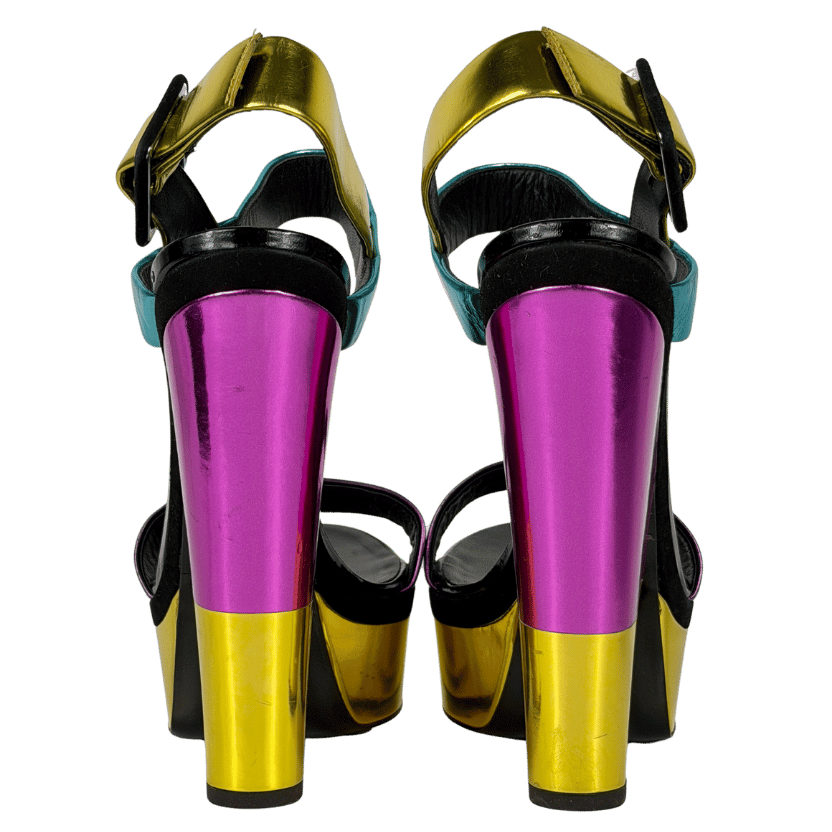 Giuseppe Zanotti Metallic Wedge Sandals UK 8 EU 41