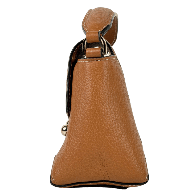 STRATHBERRY Tan Brown / Gold Hardware 100% Pebbled Leather Mosaic Nano Top Handle Bag