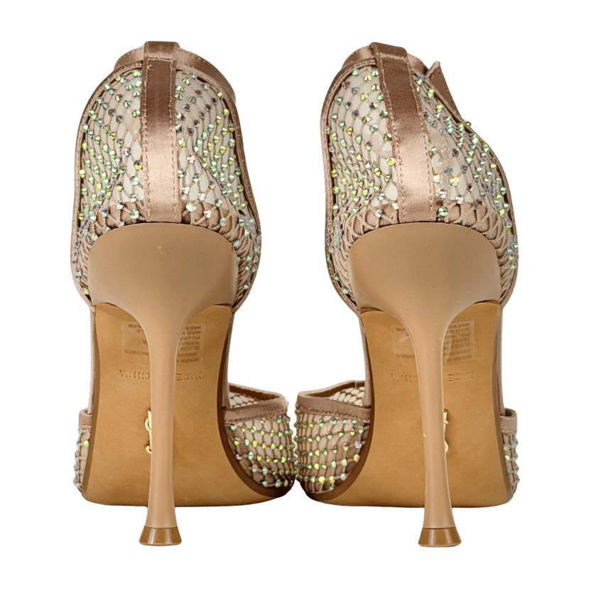 STEVE MADDEN Nude Sparx M Charm Crystal-embellished Heeled Woven Courts Us9 UK 7 EU 40