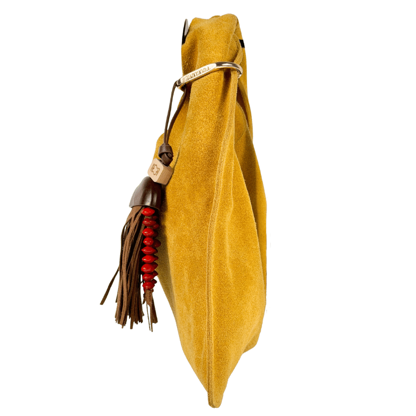 FOLKLORE THE LABEL Small Sling Bag In Yellow Suede