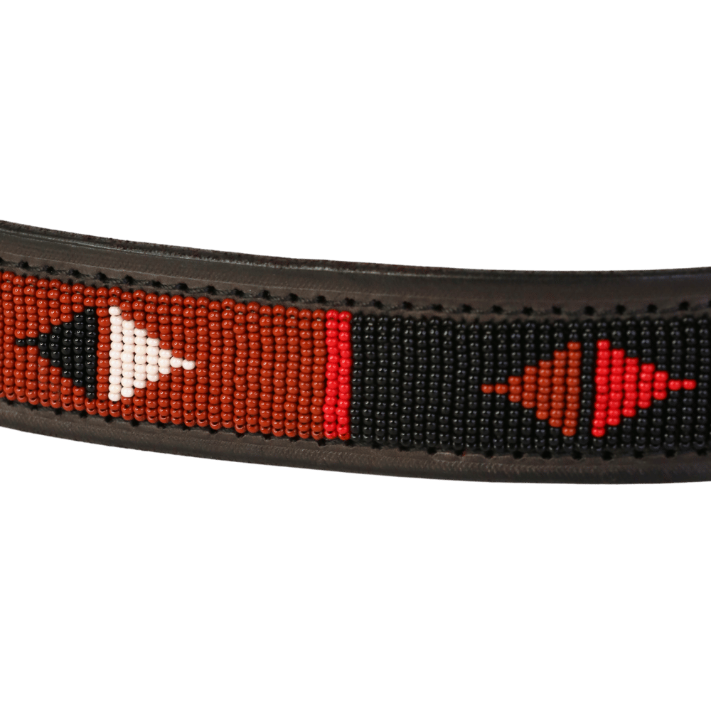 GAUCHO Brown Kenyan Beaded Leather Belt UK S