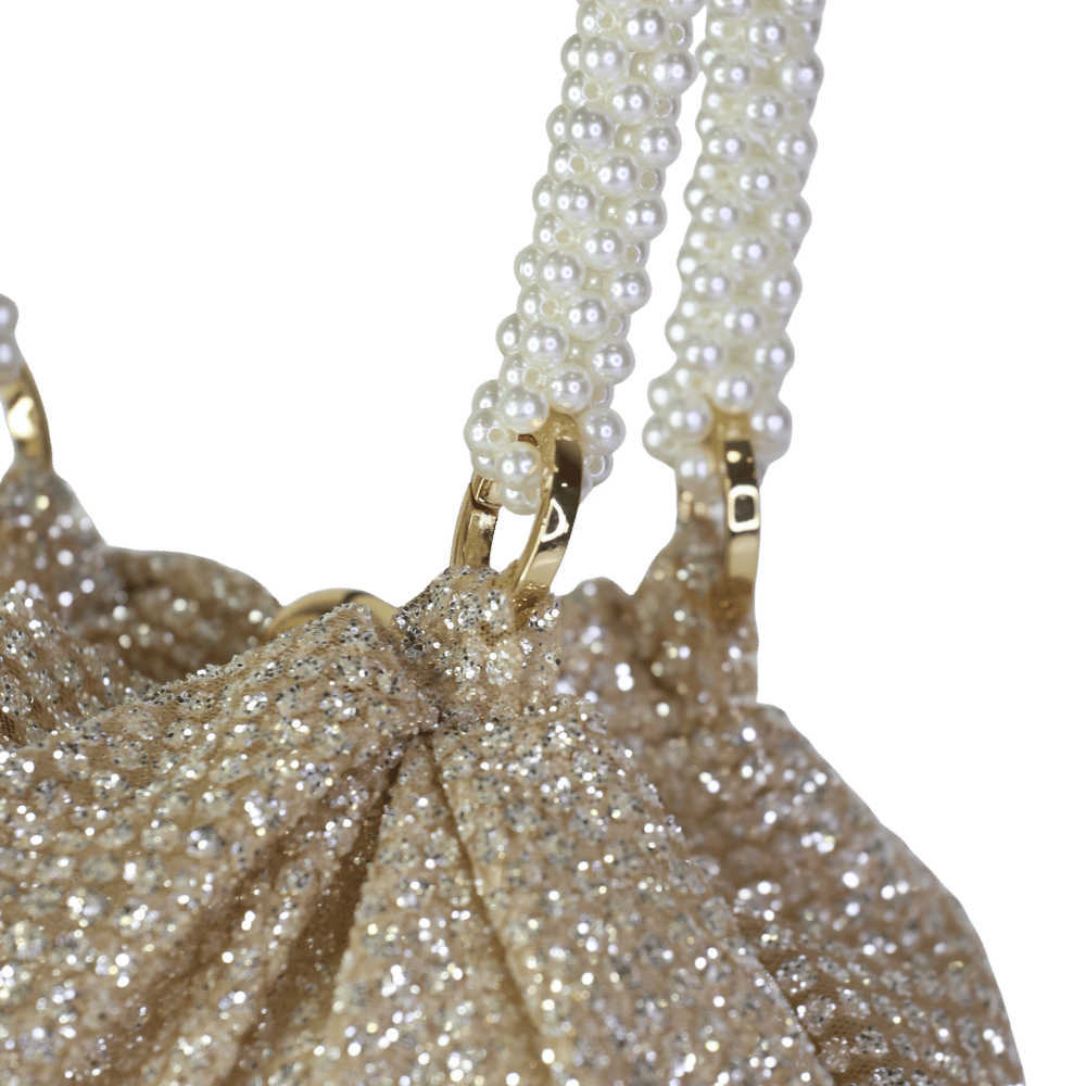 0711 Metallic Shy Glitter Satin Pouch Bag