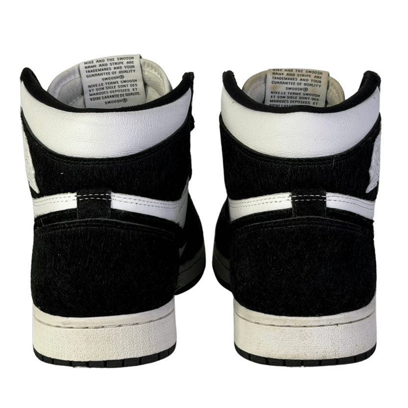 Black Fuzzy Jordan 1 'panda' high top Trainers UK 6 EU 39 👠