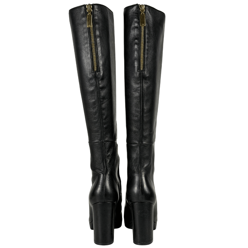 STUART WEITZMAN Black Leather High Block Heel Knee High Boots UK 7 EU 40 👠