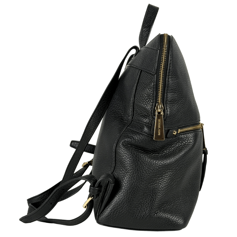 MICHAEL KORS Zip Medium Slim Backpack In Black Pebbled Leather One Size