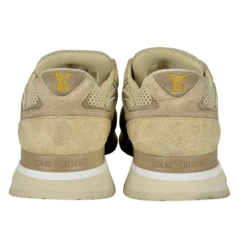 LOUIS VUITTON Beige Suede LV Logo Run Away Trainers UK 6 EU 40 👞