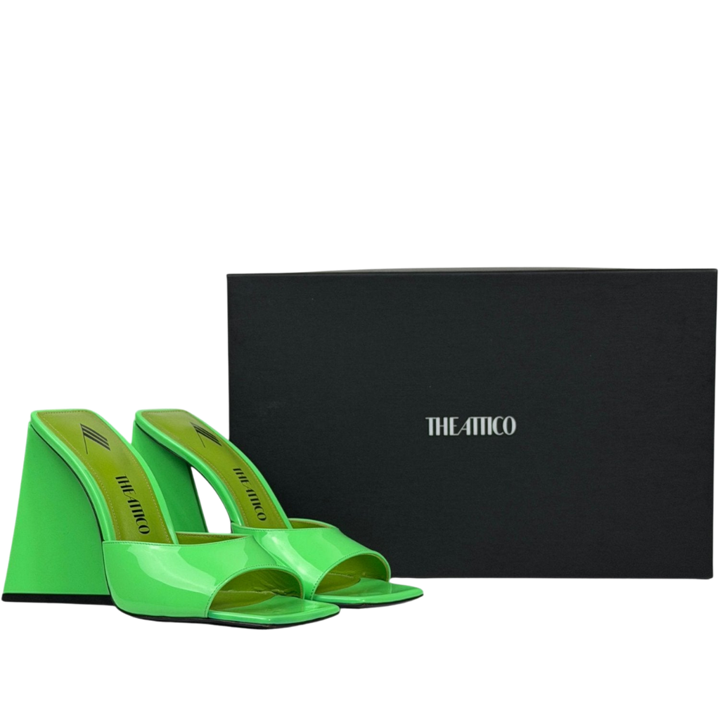 THE ATTICO Green Devon 115mm Mules Sandals EU 38 UK 5