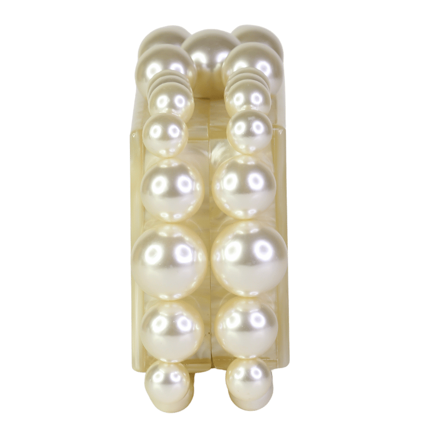 Cult Gaia Cream Pearl Beaded Clutch Bag