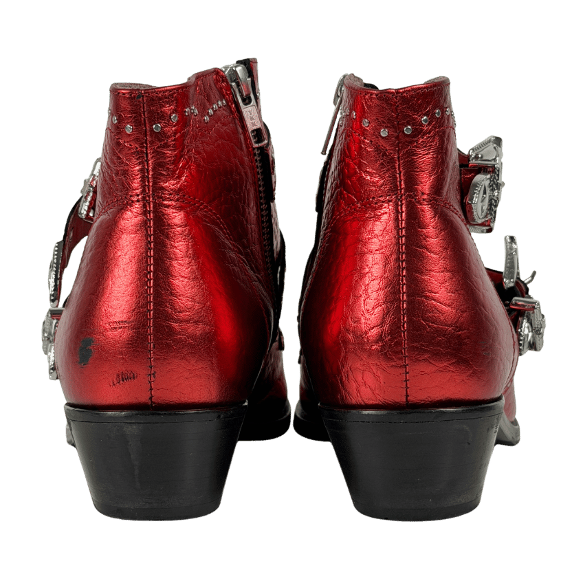 air and grace Red Starlight Leather Ankle Boots UK 9 EU 42