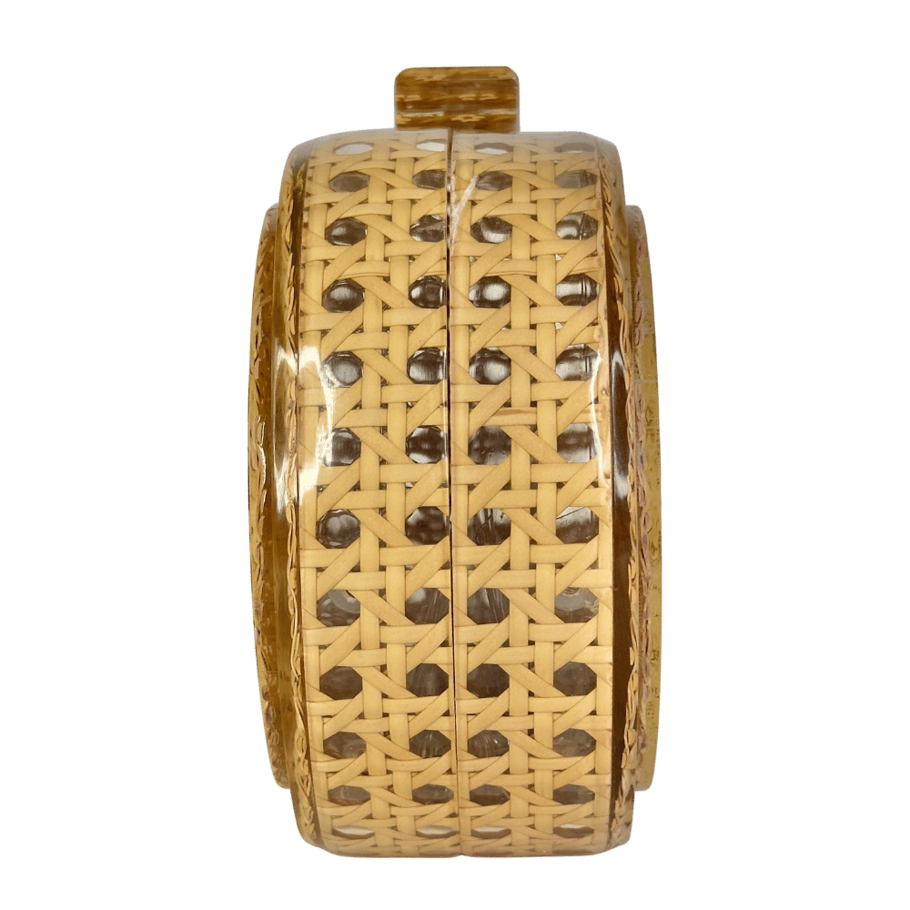 J. MCLAUGHLIN Beige Perspex Raffia Box Clutch Bag One Size