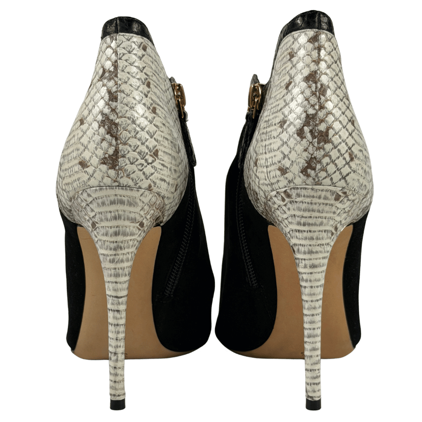 ALEXANDRE BIRMAN Black Suede And Python Pointed Toe Ankle Boots UK 5.5 EU 38.5 👠