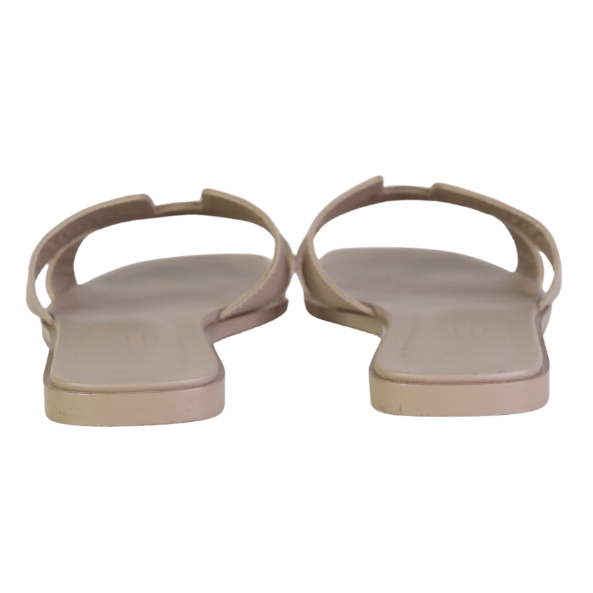 Hermès Beige Iconic Etoupe Epsom Leather Oran 'H' Sandals UK 6.5 EU 39.5 👠