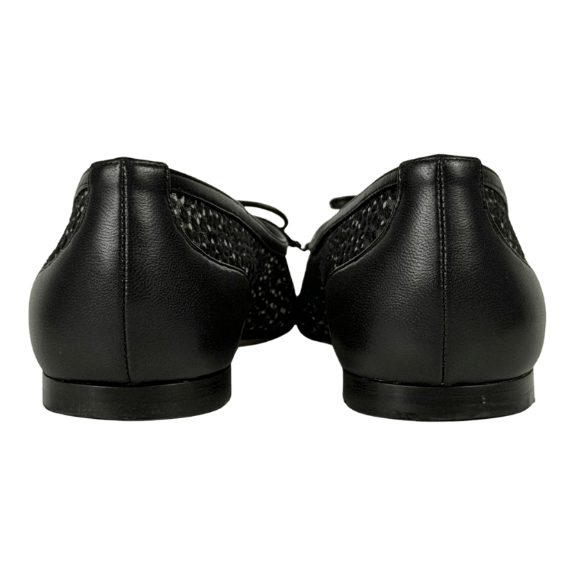 MANOLO BLAHNIK Verizzo Black Embroidered Mesh Ballet Flat Shoes UK 4 EU 37