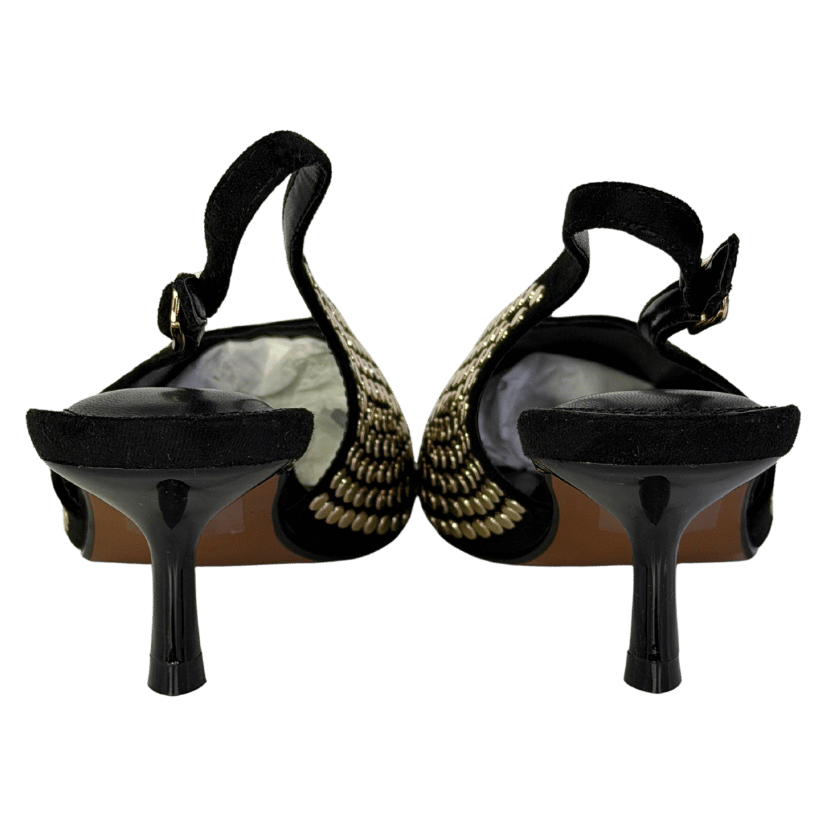 River Island Black Studded Slingback Court Heels UK 5 EU 38 👠