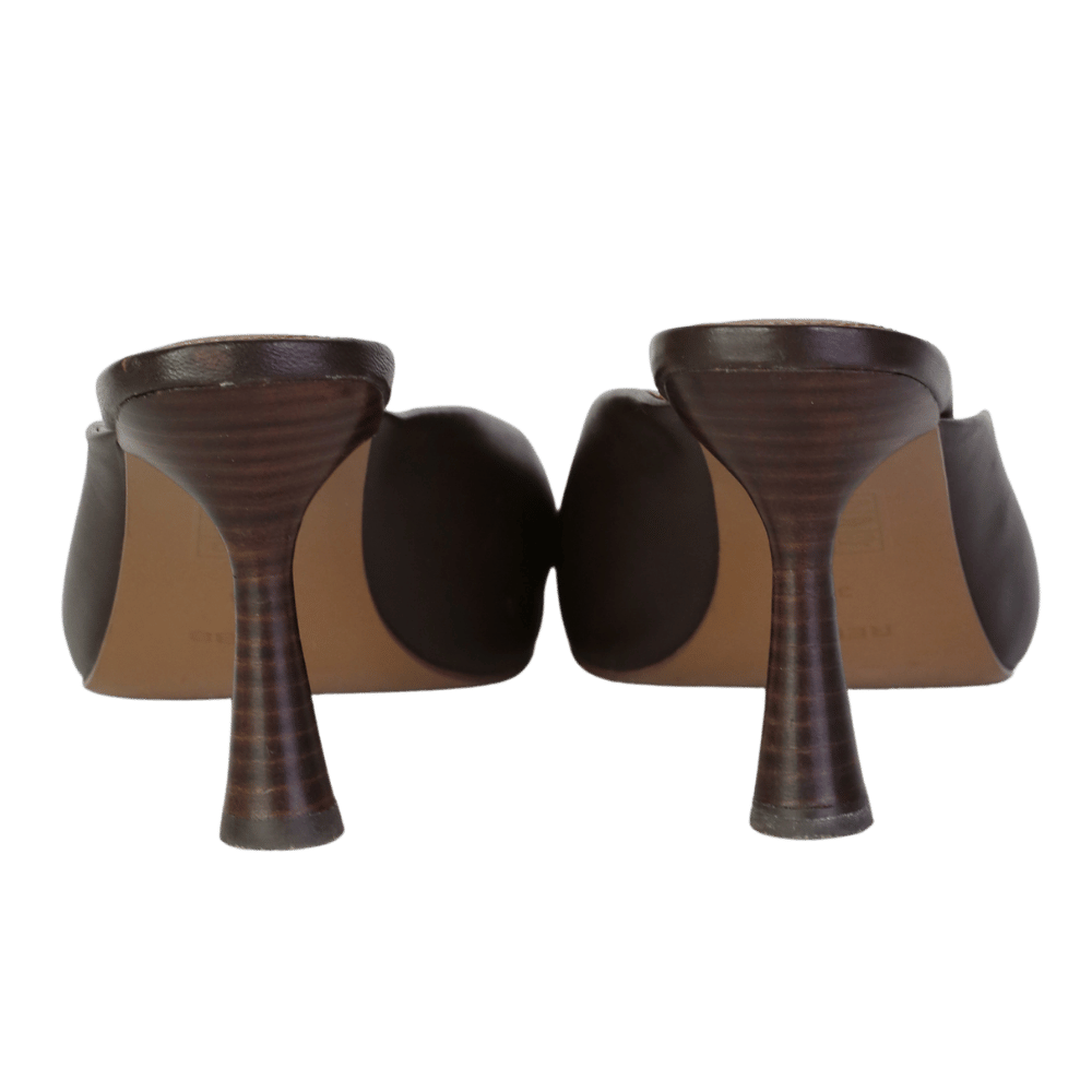 REISS Brown Leather Heeled Mules In Chocolate UK 5 EU 38 👠