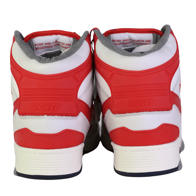 PONY P.o.n.y. M-100 White / Red Leather High Top Trainers UK 9 EU 43 👞