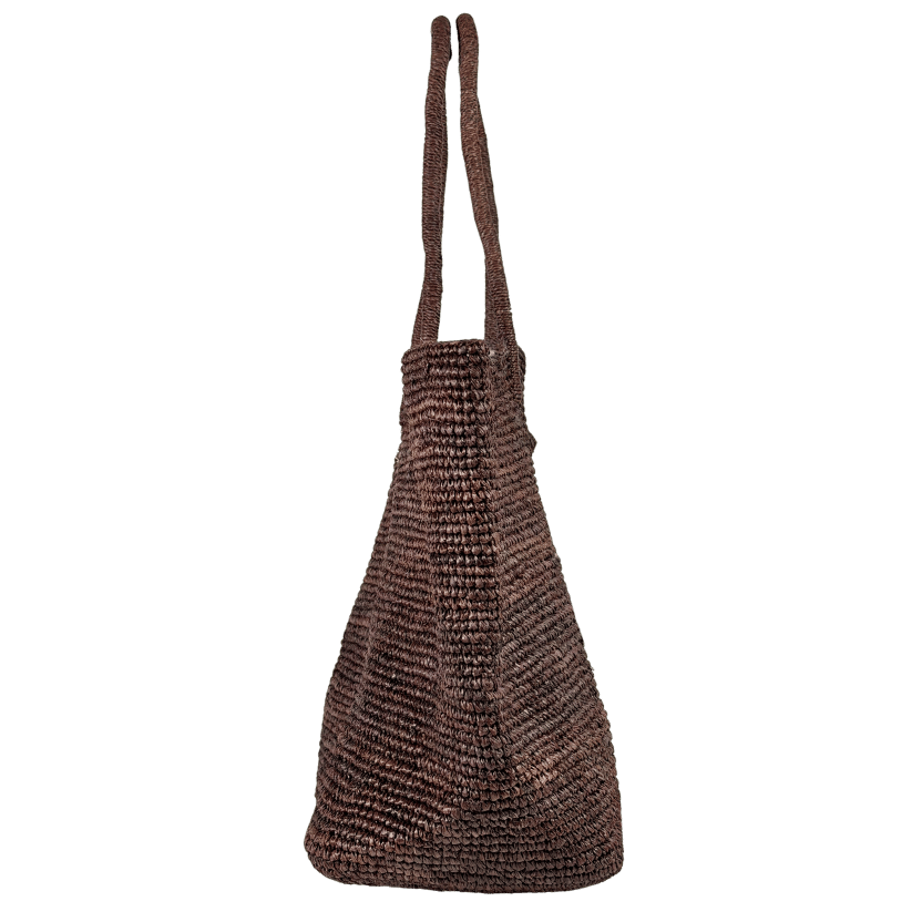 COS Dark Brown Oversized Hand-woven Raffia Tote Bag