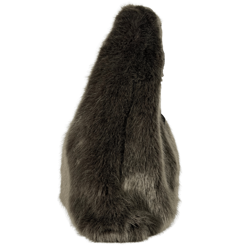 HELEN MOORE Brown Luxury Faux Fur And Leather Triangle Bag One Size