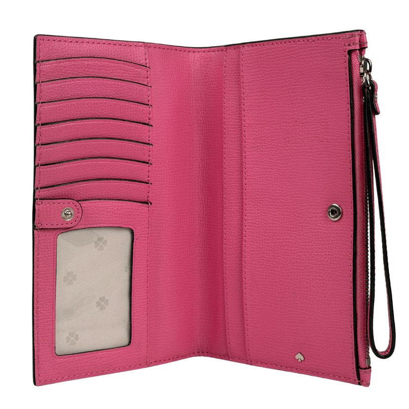 KATE SPADE Pink Pebbed Leather Wristlet Pouch And Wallet One Size