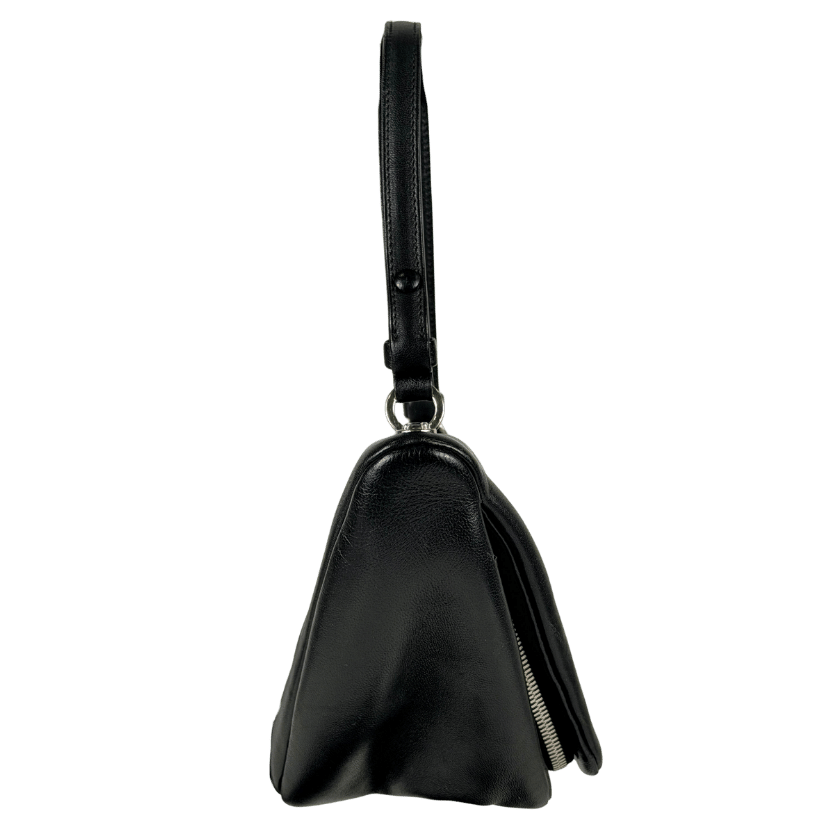 PRADA Black 2010s Triangular Leather Shoulder Bag