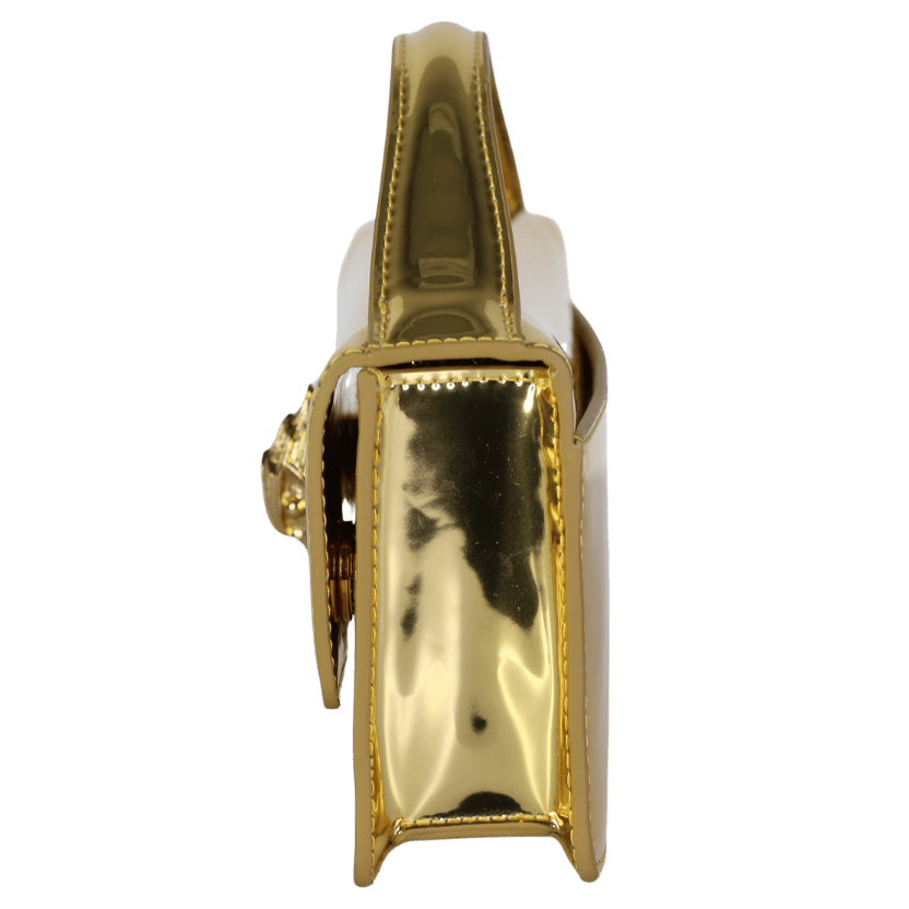 Kurt Geiger Metallic Gold Small Bond Top Handle Bag With Chain Strap