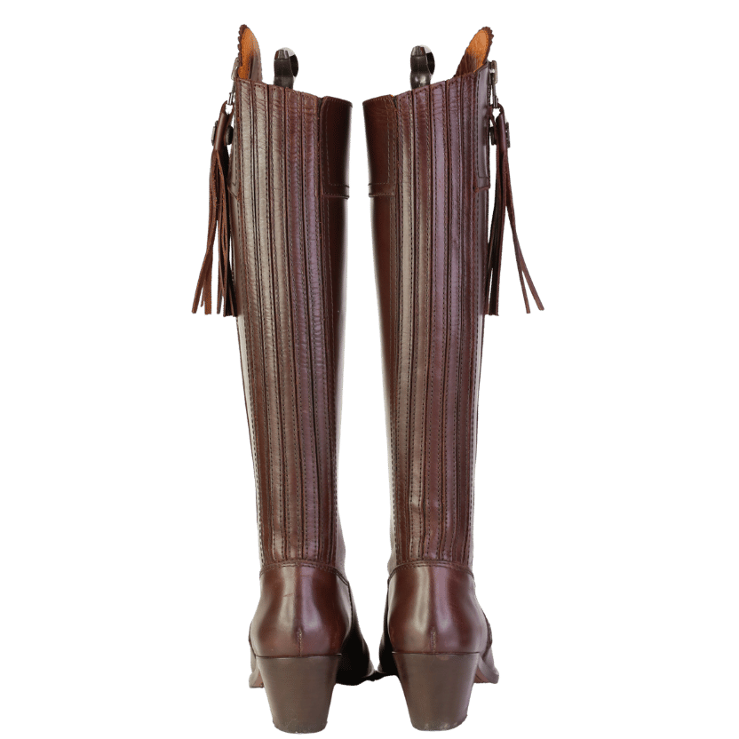 Fairfax & Favor Brown Regina Mahogany Leather Heeled Knee-high Boots UK 4 EU 37 👠