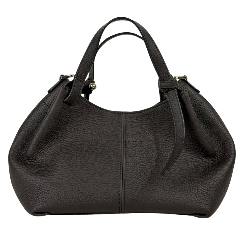 STRATHBERRY Espresso Brown 100% Calf Grain Leather Barra Mini Bag