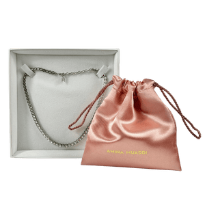 AMINA MUADDI Iconic Tennis Necklace White Crystals With Silver Base One Size