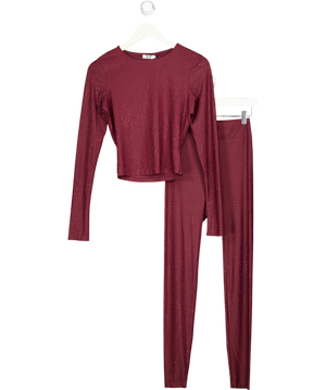 SLA THE LABEL Burgundy Red Nola Diamante Co-ord Set UK XS