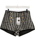 NADINE MERABI Black Eve Check Micro Shorts UK 10