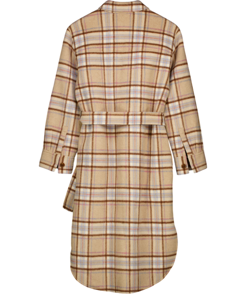 & Other Stories Beige Wool Check Longline Shacket Eu34 UK 6