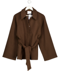 NA-KD Brown Seam Detail Belted Short Coat UK 8