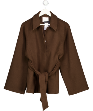 NA-KD Brown Seam Detail Belted Short Coat UK 8