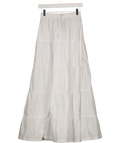 THREADBARE Cotton Tiered Maxi Skirt In White UK 8