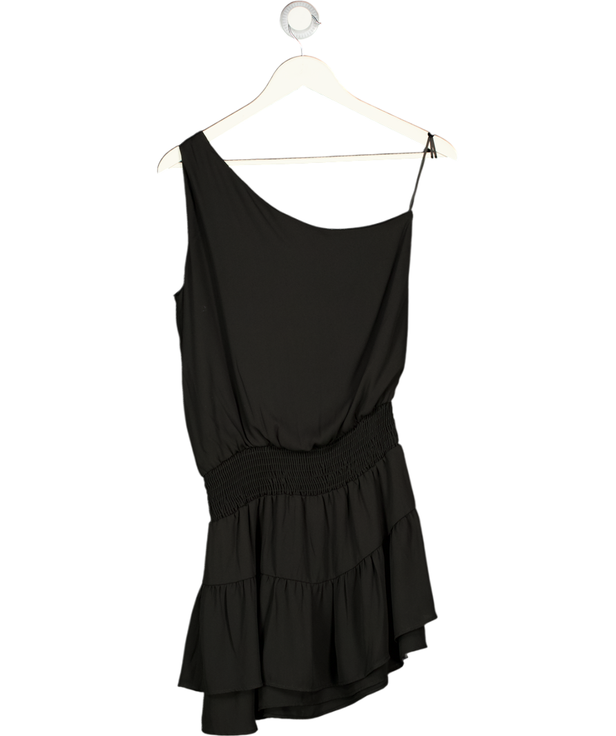 KRISA Black One Shoulder Ruffle Dress UK XS