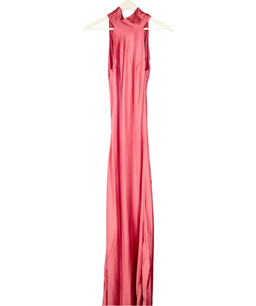 GALVAN LONDON Pink Silk Satin Tie Back Maxi Slip Dress UK 6