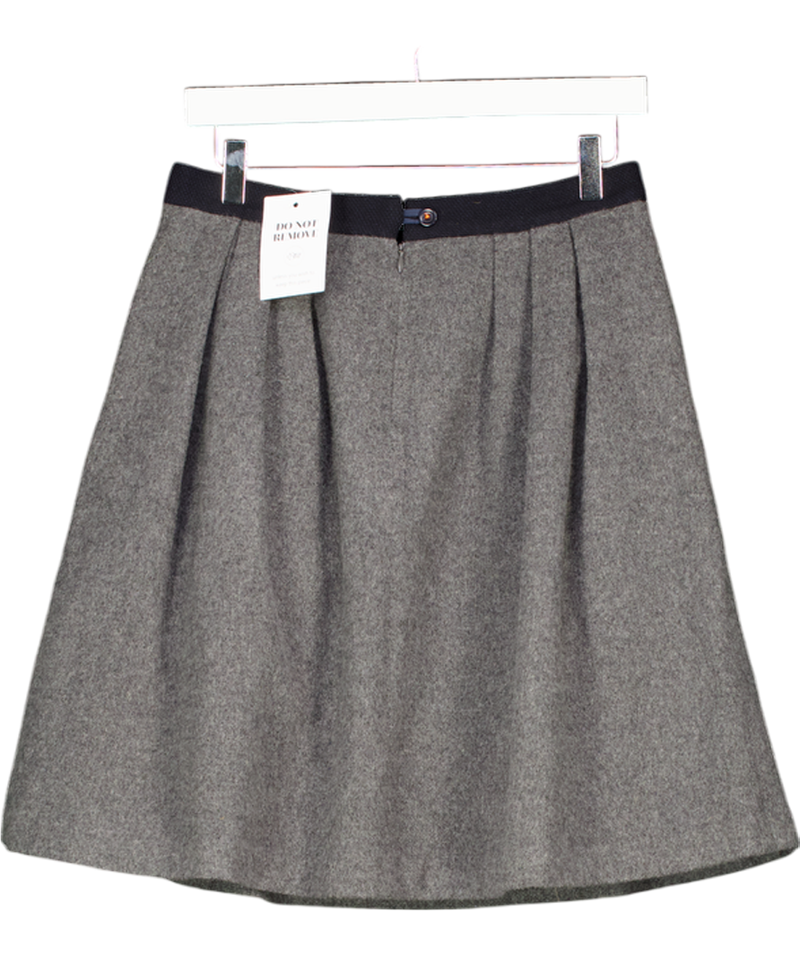 Chinti And Parker Grey Pleated Wool Mini Skirt UK M