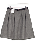 Chinti And Parker Grey Pleated Wool Mini Skirt UK M