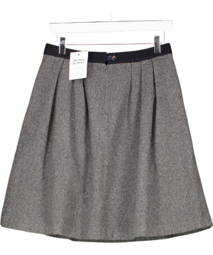 Chinti And Parker Grey Pleated Wool Mini Skirt UK M